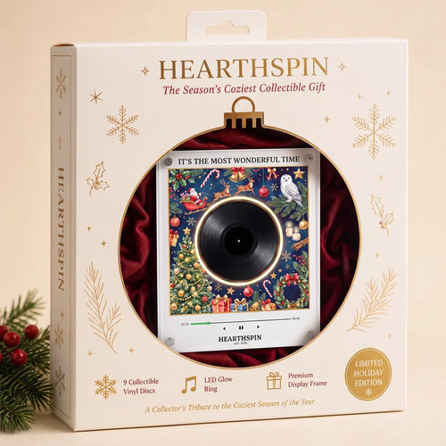 Hearthspin Christmas Vinyl Frame - Premium Holiday Gift Box with LED Glow Ring